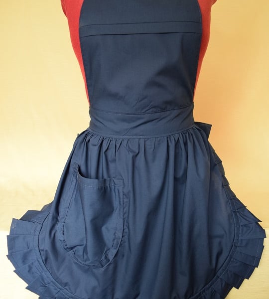 Vintage 50s Style Full Apron Pinny - Navy