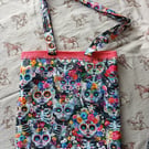 Handmade totebag, day of the dead cat design