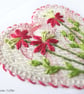 HAND EMBROIDERED VINTAGE FABRIC HEART FLORAL GREETING CARD - Image 2