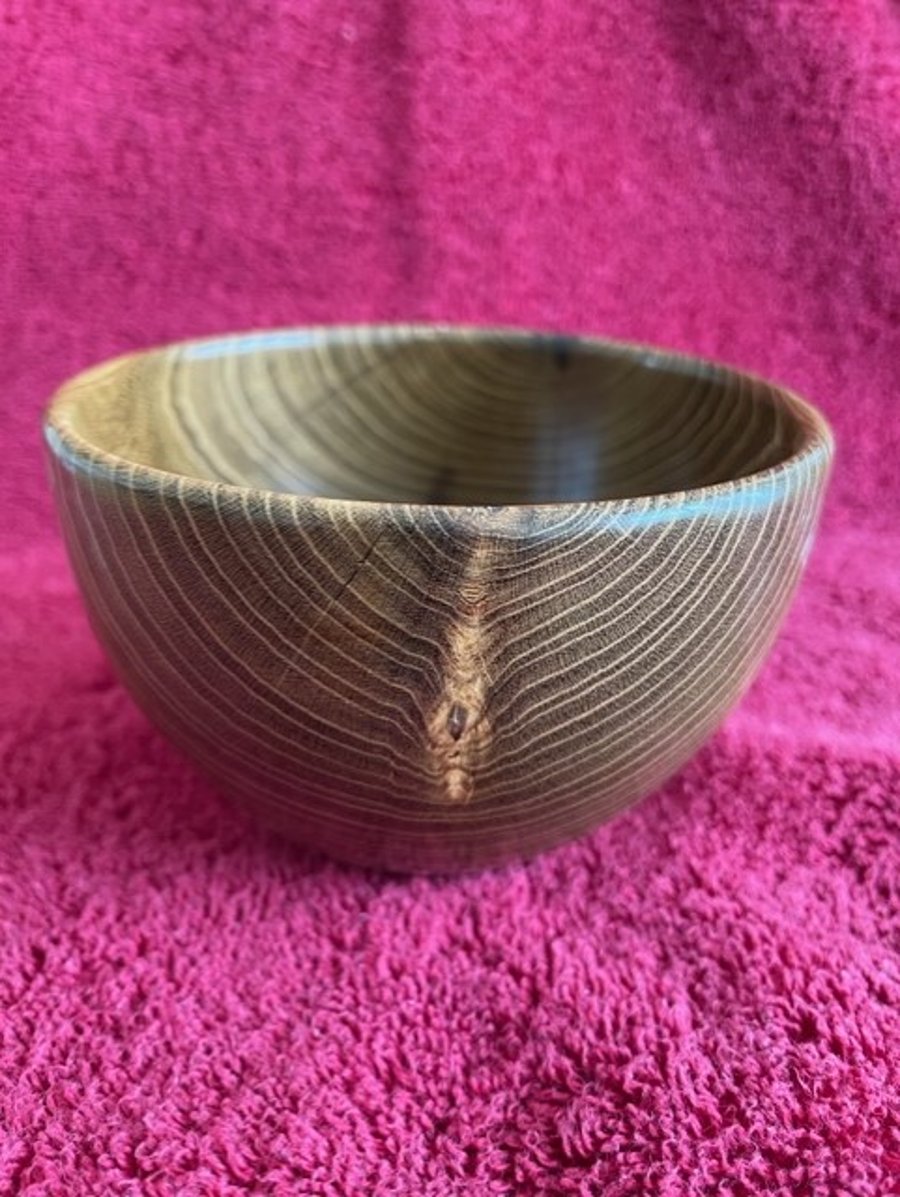 Hand turned wooden bowl in beautiful laburnum wood