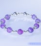 Bracelet with purple crackle glass and sterling silver beads stretchy handmade - Image 4