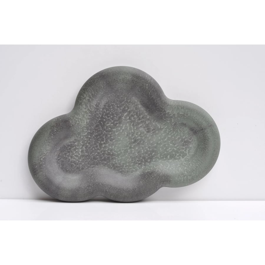 Handmade Concrete Tray: Anthracite Grey & Green Decorative Dish