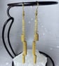 Long dangle gold plated earrings, Handmade bead-woven jewellery  - Image 1