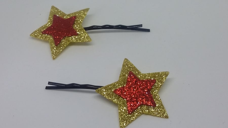 Glitter felt star hair clips