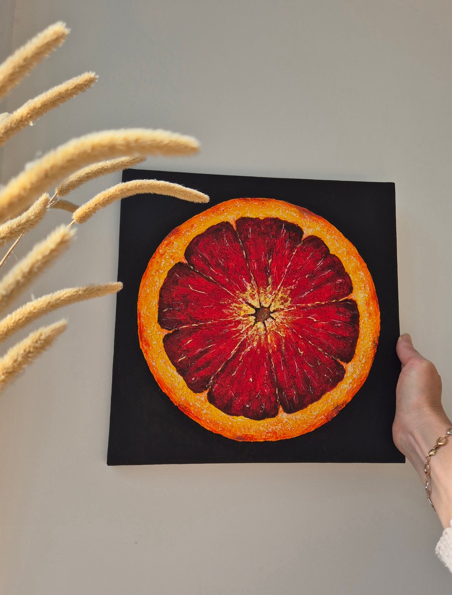 Textured acrylic painting on canvas, 12x12 inches, Modern dining room décor