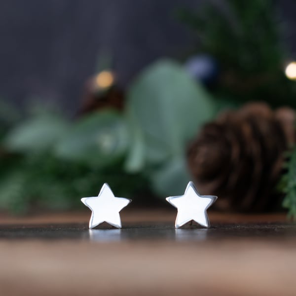 Silver Star Earrings - Christmas Gift Jewellery