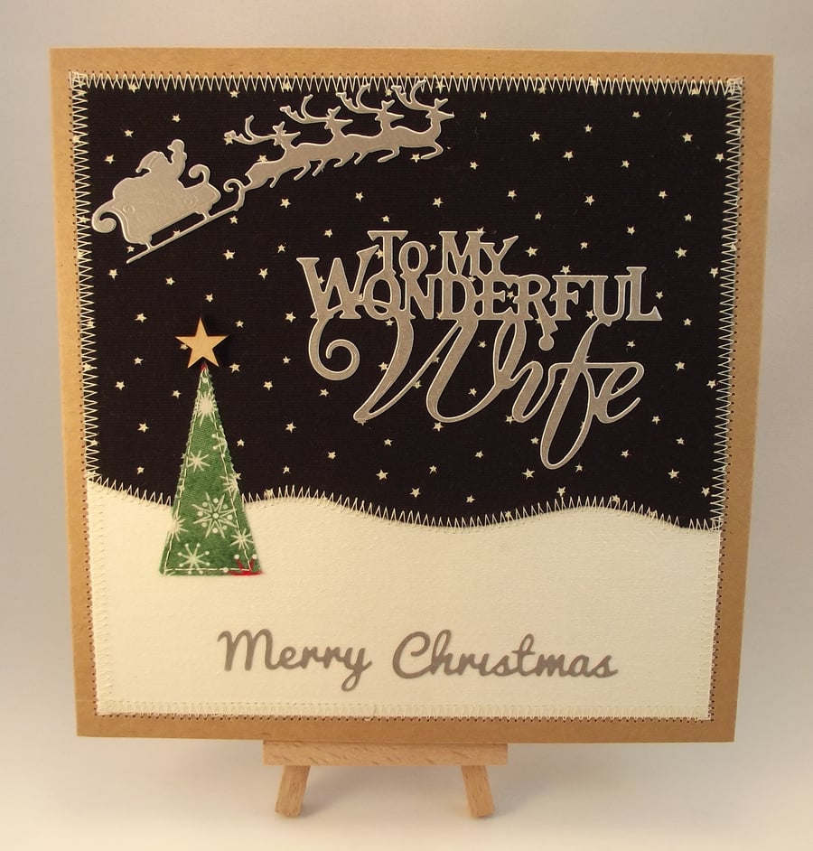 Merry Christmas To My Wonderful Wife Fabric Christmas card