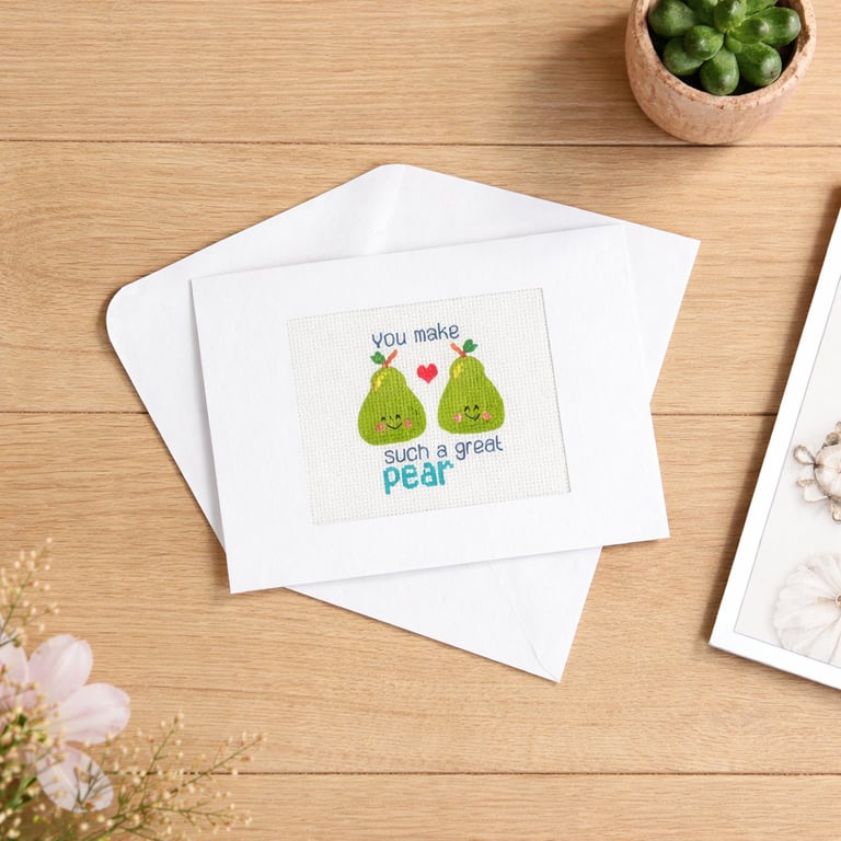 Cross Stitch Anniversary Card - You Make Such a Great Pear - Punny Wedding Gift