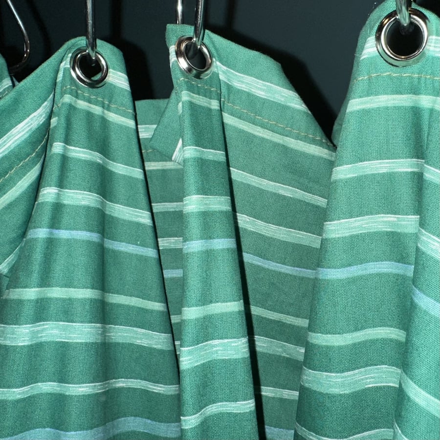 Green Stripe Organic Cotton Shower Curtain, washable