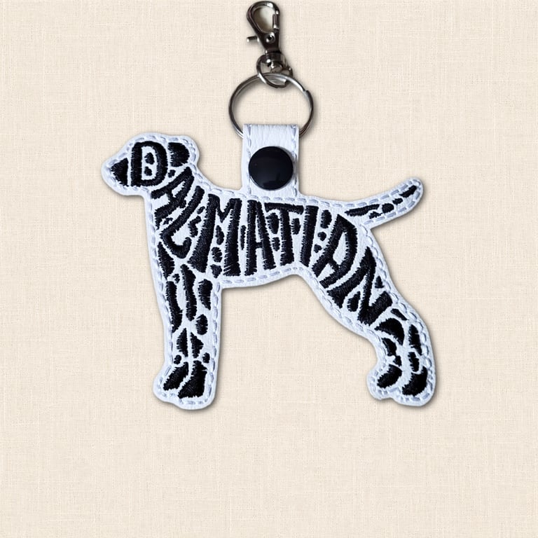 Dalmatian Keyring - Dog Silhouette Word Art Accessory