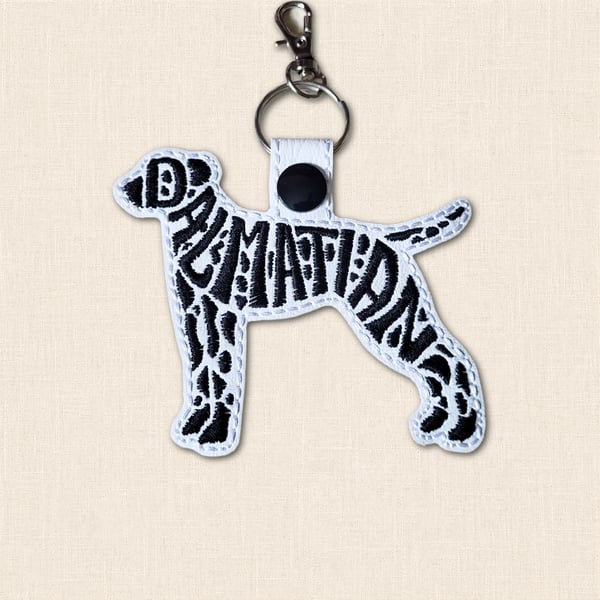 Dalmatian Keyring - Dog Silhouette Word Art Accessory