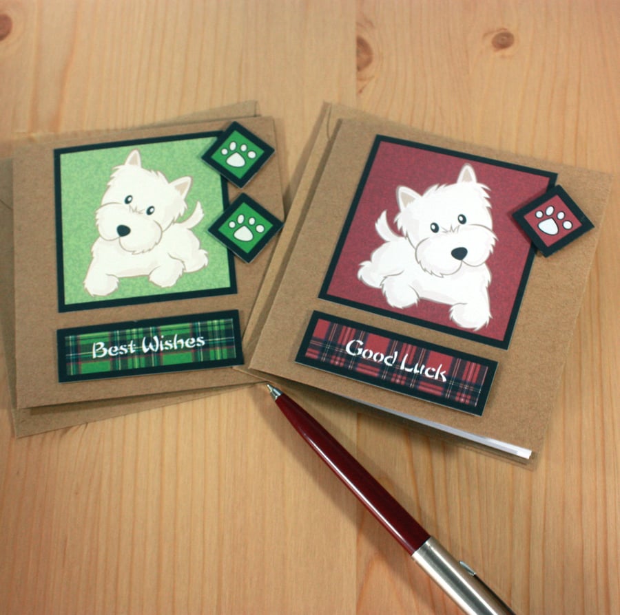 Pack of two Westie cards - Good Luck and Best Wishes