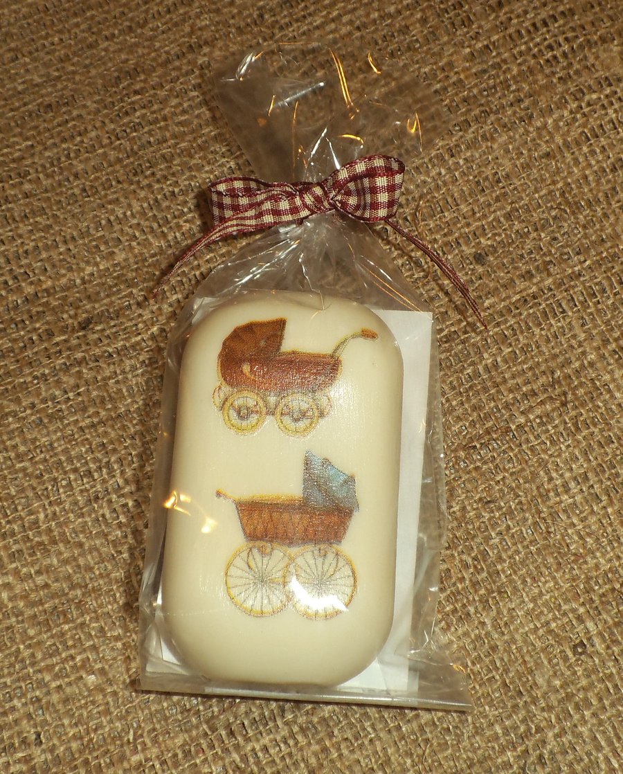 Attractive Unusual Decorated Baby Soap Vintage Prams Shower Gift 