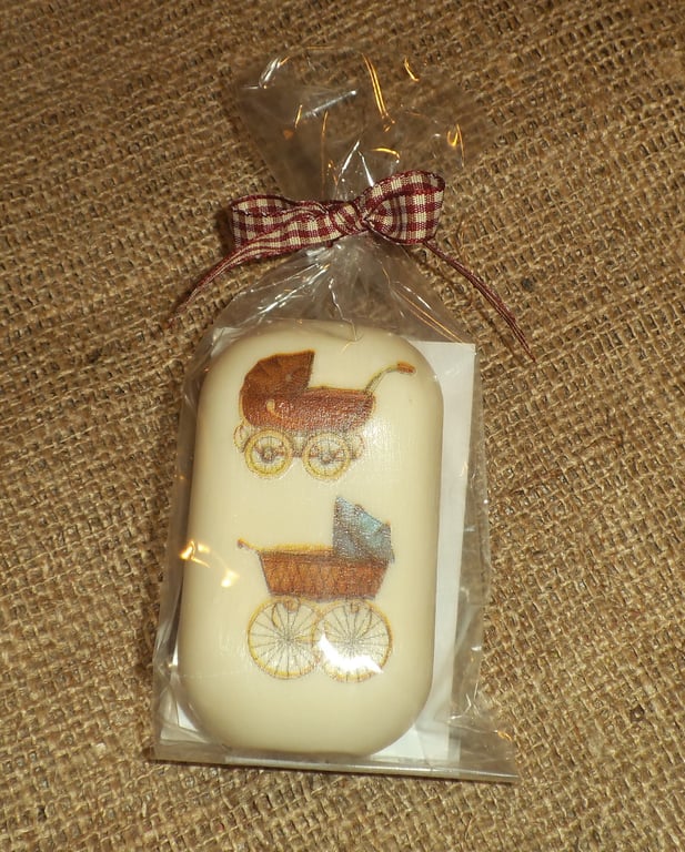 Attractive Unusual Decorated Baby Soap Vintage Prams Shower Gift 