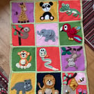 Crocheted baby animal blanket