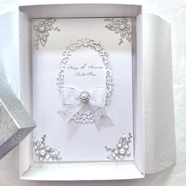 Handmade Luxury Personalised Wedding Anniversary Card