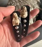 2 x gothic dog skull hair clip slides