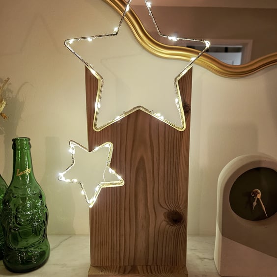 Christmas Wooden LED Star Festive Centerpiece Decoration Peak District Handmade
