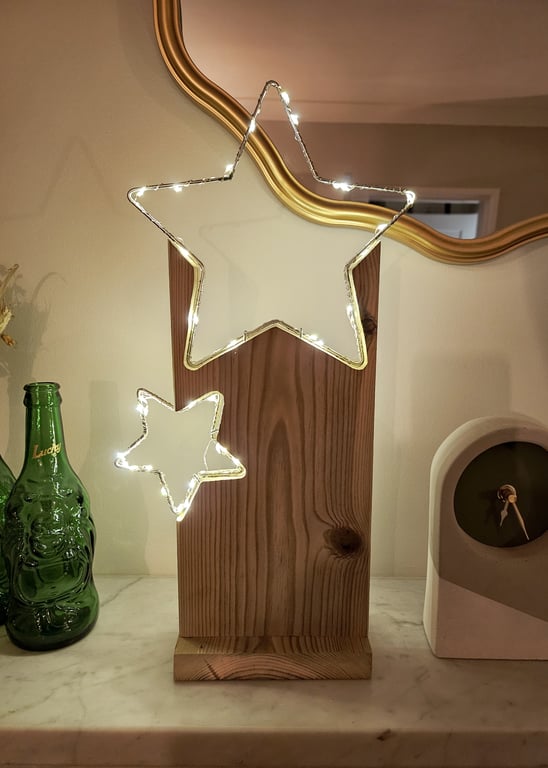 Christmas Wooden LED Star Festive Centerpiece Decoration Peak District Handmade