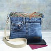 Recycled Denim and Chenille Cross Body Bag