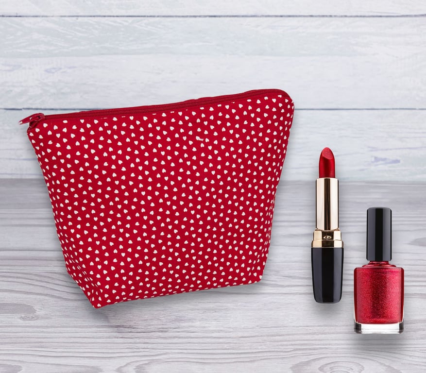 Cosmetic Bag, Make up Bag, Heart Design Cosmetic Bag-Red, Cosmetic Bag-122