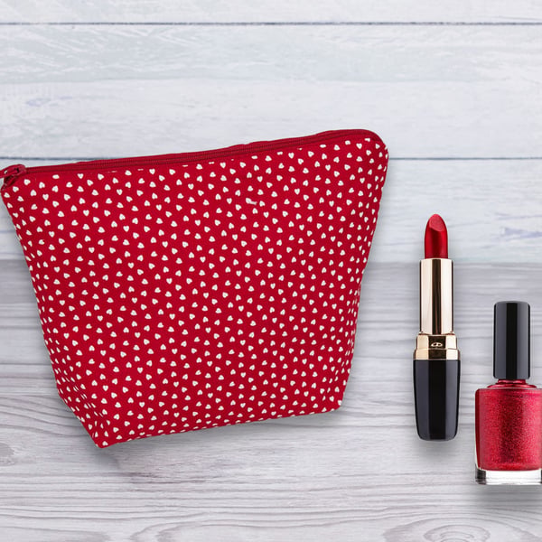 Cosmetic Bag, Make up Bag, Heart Design Cosmetic Bag-Red, Cosmetic Bag-122