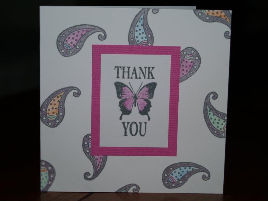 Butterfly and Paisley Thank You card