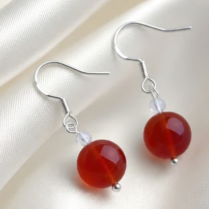 Faceted Orange Agate Coin & Sterling Silver Drop Earrings – Handmade