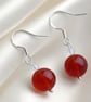 Faceted Orange Agate Coin & Sterling Silver Drop Earrings – Handmade