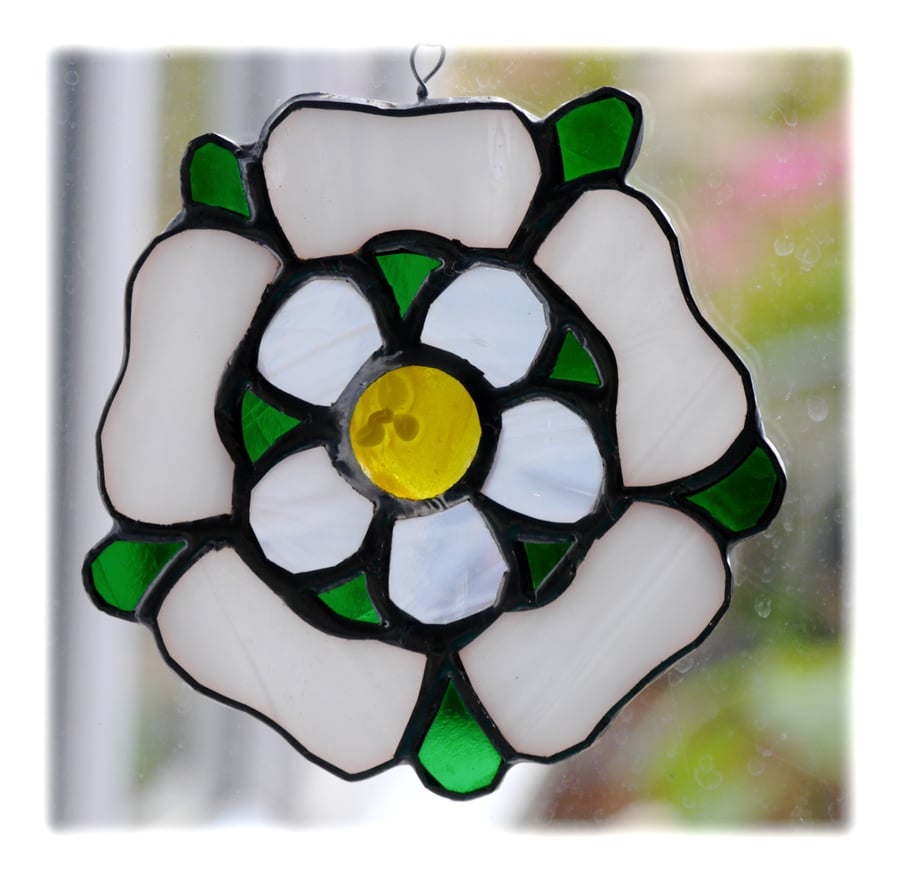Yorkshire Rose Suncatcher Stained Glass 043