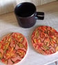 Set of two handpainted wooden coasters, metallic Autumn leaves.    - Image 1