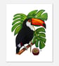 Toco Toucan Art Print, Tropical Bird Wall Art, Giclée Fine Art Print - 11x14” 