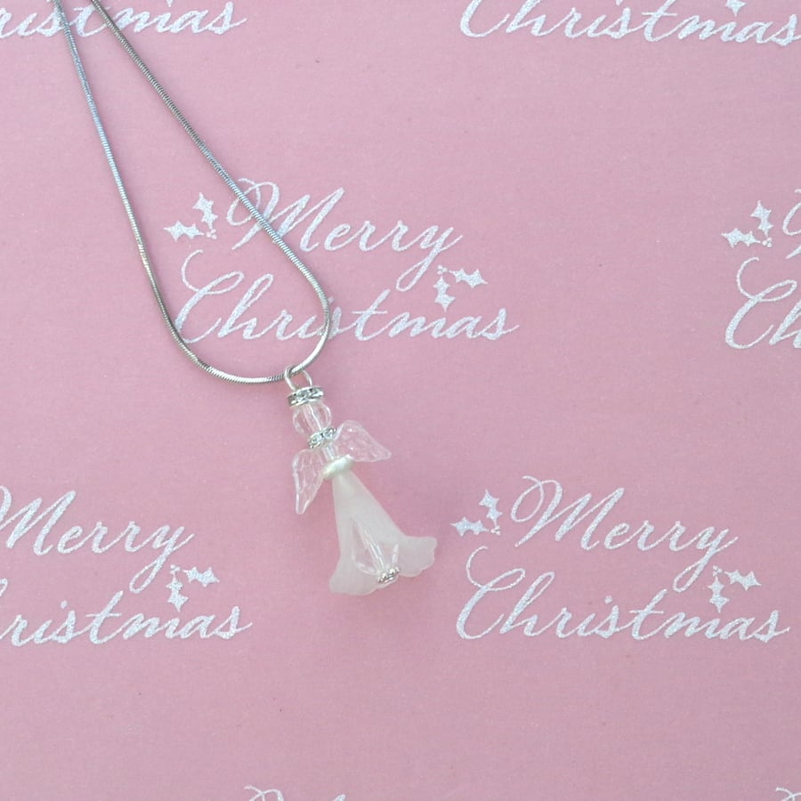 Christmas pendant Novelty crystal & silver angel