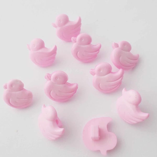 10 pink baby duck buttons 15mm