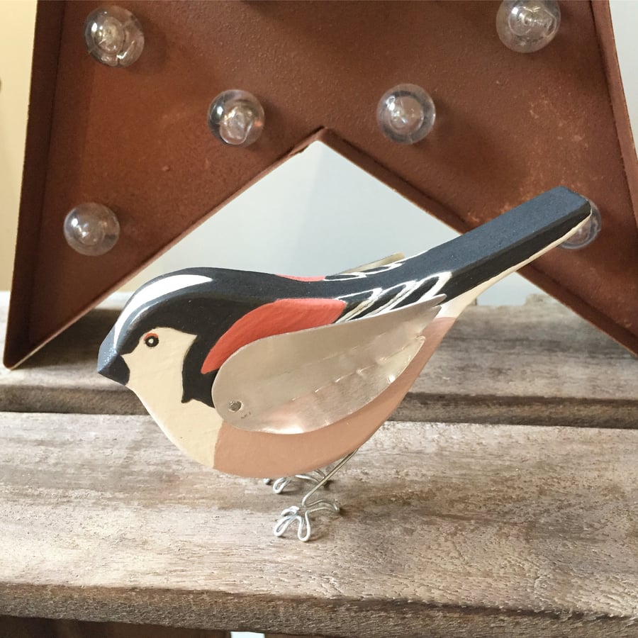 Hand crafted Wooden Long Tailed Tit Gift