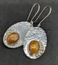 Handcrafted sterling silver earrings with sun stones - Image 1