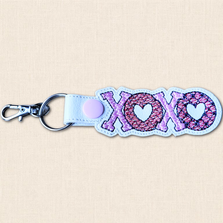 Hugs and Kisses XOXO Keyring - Embroidered Love Bag Charm