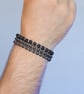 Bracelet un-polished hematite and sterling silver stretch handmade - Image 7