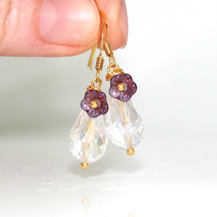 Crystal flower earrings