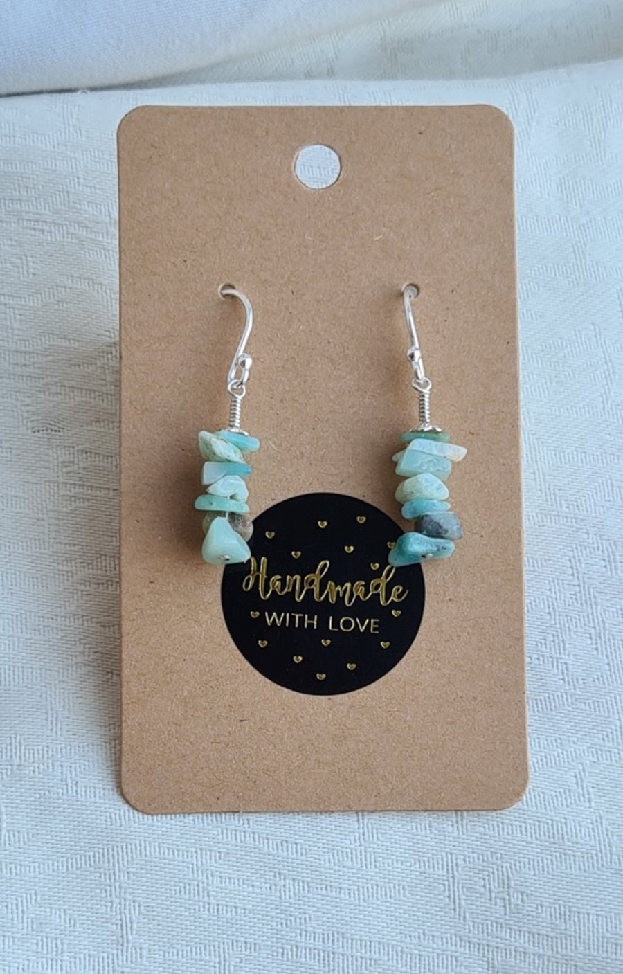 Gorgeous Turquoise Amazonite Chip Bead Earrings - Sterling Silver - 3.5cm length