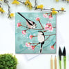 Long Tailed Tits Greetings Card - Valentine, British Birds, Eco Friendly, Blank