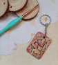 Wooden rectangular floating hearts keyring  - Image 1