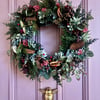 Faux Christmas Wreath: Berries, Cinnamon, Dried Fruit, Foliage Door Decor (55cm)