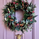 Faux Christmas Wreath: Berries, Cinnamon, Dried Fruit, Foliage Door Decor (55cm)