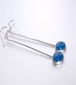 Eye catching long dangle blue onyx earrings
