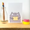 Custard Cream Biscuit cat Card.