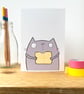 Custard Cream Biscuit cat Card. - Image 1