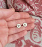 Gold Heart Studs, Hammered Sterling Silver Stud Earrings - Image 1