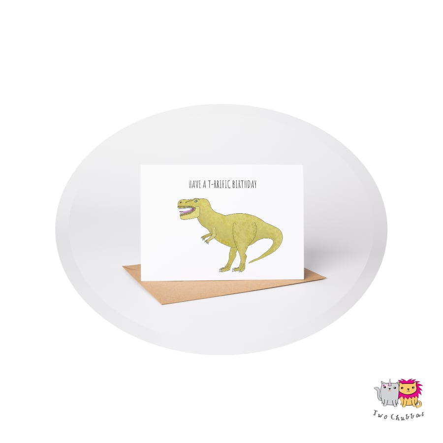 T-Rex Birthday Card, A6 Birthday Card, Cute Animal Birthday Card