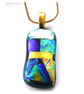 Patchwork Dichroic Glass Pendant 180 gold plated chain - Image 2